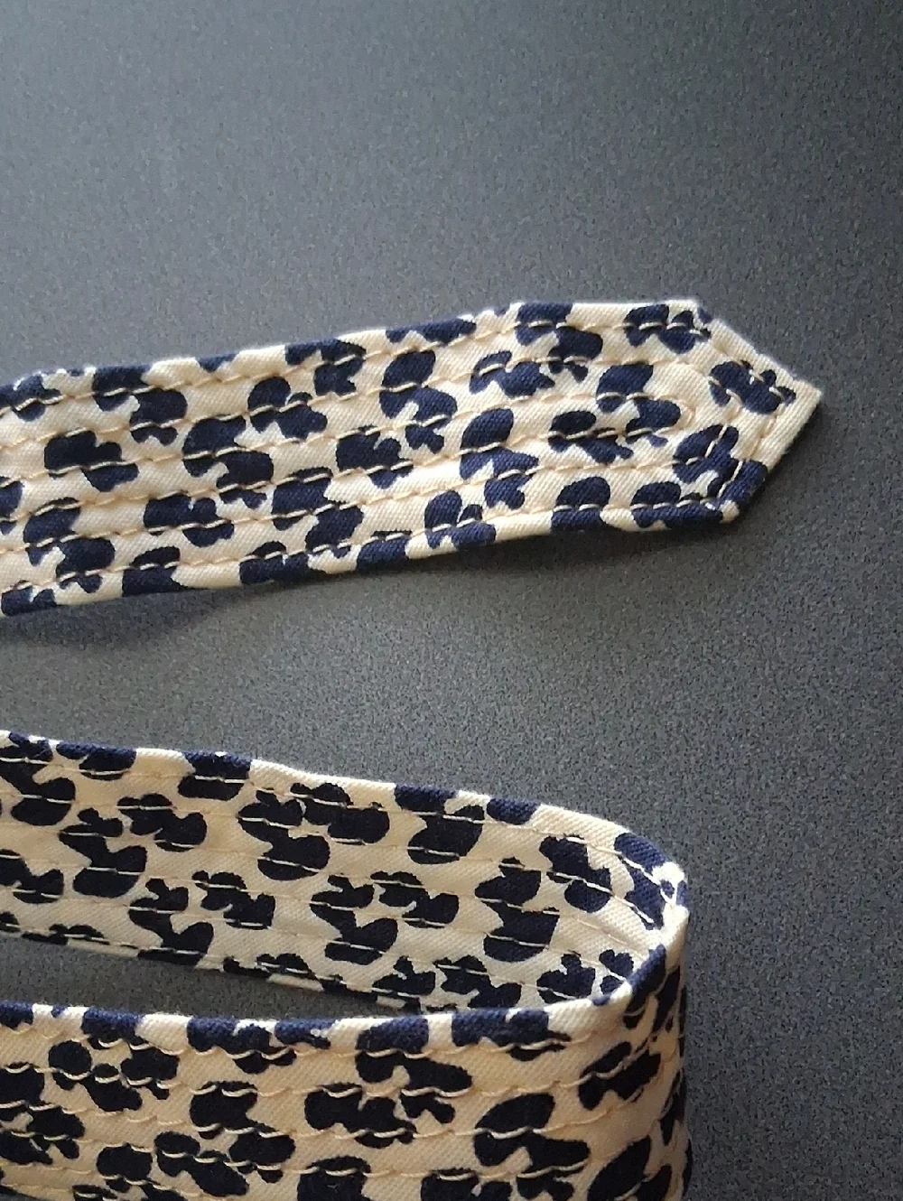 * J.Crew M/L Cotton Mushroom Pattern Belt Cream Navy Blue Nwot - Picture 3 of 10